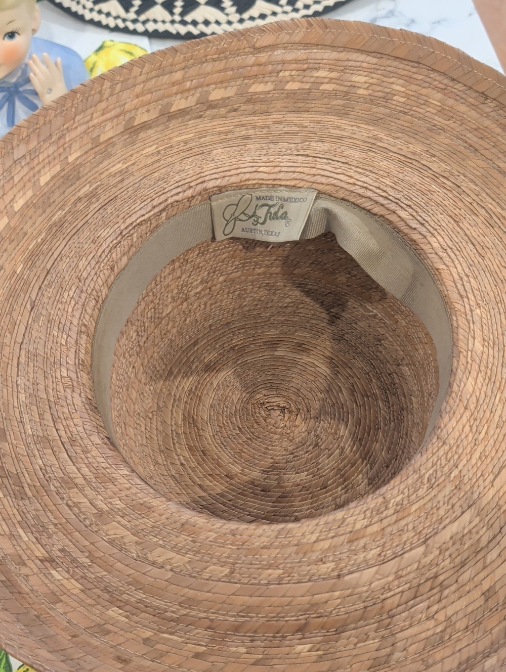 Wide Brim Straw Sun Hat with Black Ribbon - Picture 5 of 7